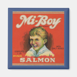 Aimant 1930s Mi-Boy saumon rose peut étiquette