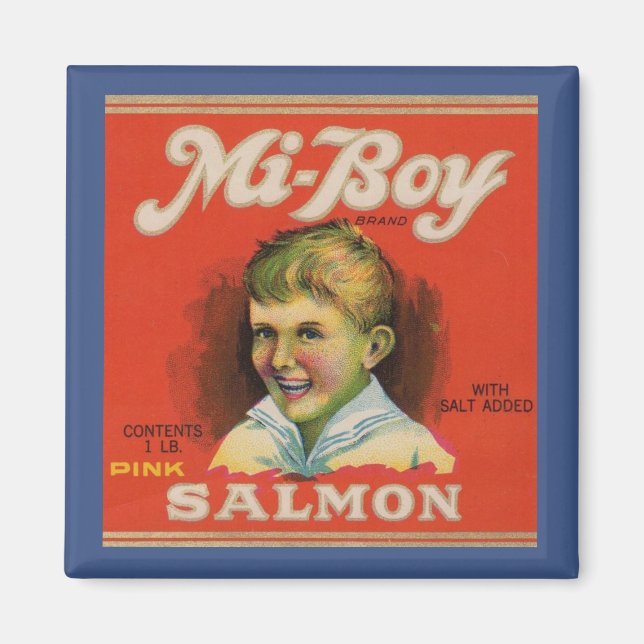 Aimant 1930s Mi-Boy saumon rose peut étiquette (Devant)