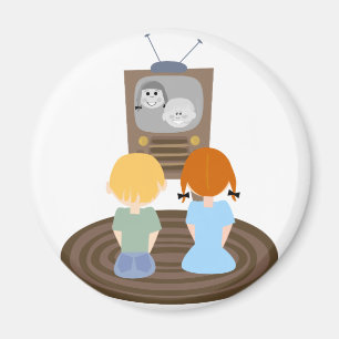 Aimant 1950 TV Watching Kids