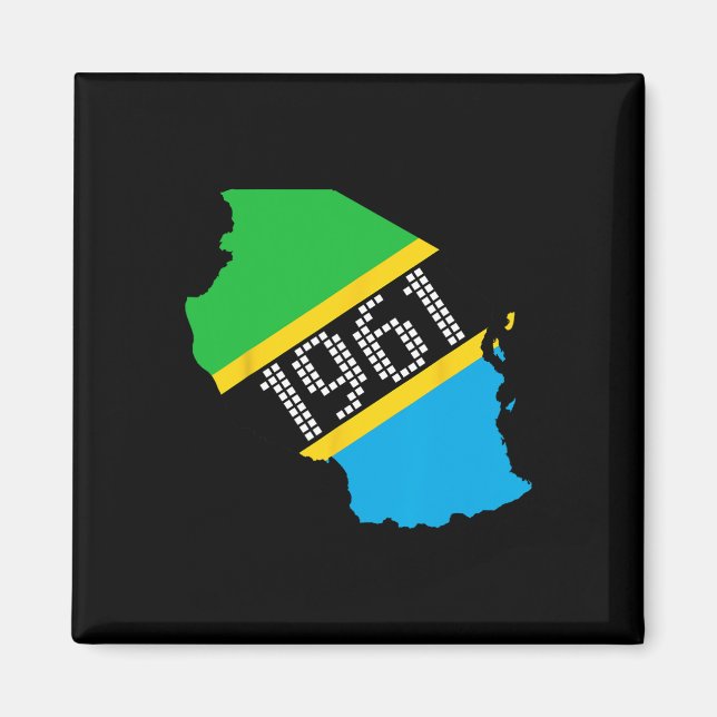 Aimant 1961 Jour de l'indépendance du drapeau de Tanzanie (Devant)