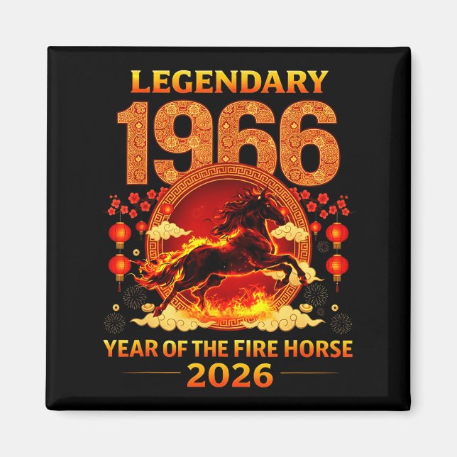Aimant 1966 Année du Cheval de Feu 60e Anniversaire Chino (Devant)