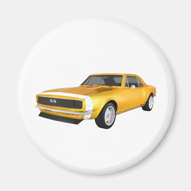Aimant 1967 Camaro SS : Finition jaune : 3D Modèle : (Devant)