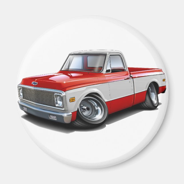 Aimant 1970-72 Camion Chevy C10 Rouge-Blanc (Devant)