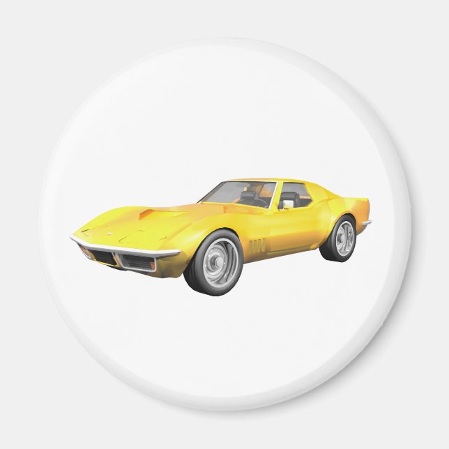 Aimant 1970 Corvette Sports Car : Finition Jaune (Devant)