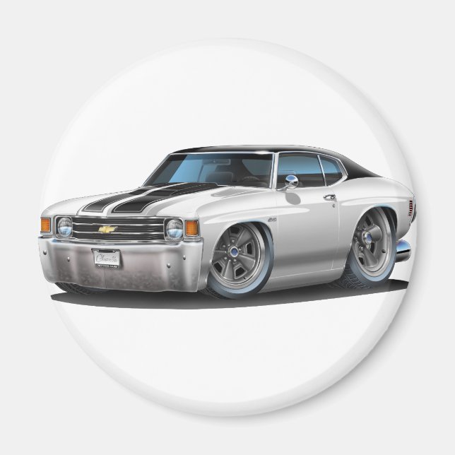 Aimant 1971-1972 Chevelle Top Blanc-Noir (Devant)