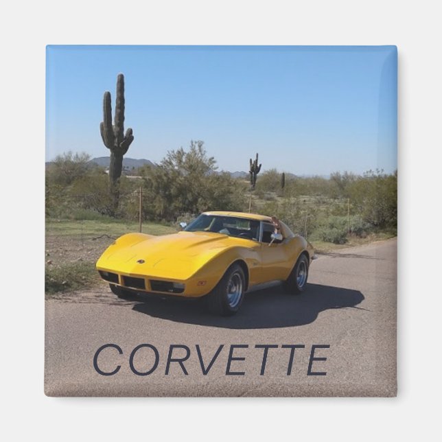 Aimant 1973 Corvette Jaune Stingray C3 Classic Car (Devant)
