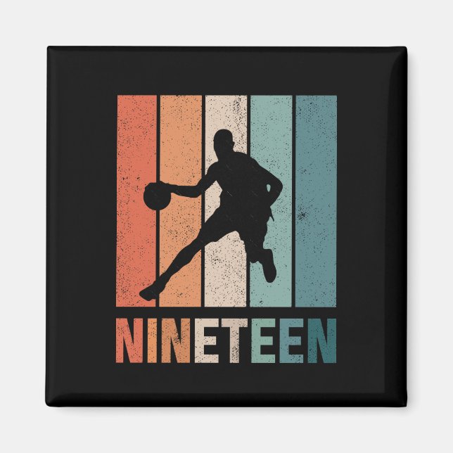 Aimant 19e anniversaire Retro Amateurs de basket-ball 19  (Devant)