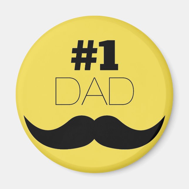 Aimant #1 Papa Mustache jaune - Numéro un (Devant)