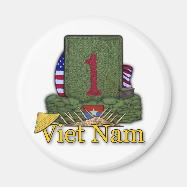 Aimant 1re division d'infanterie vétérans vietnam vétéran (Devant)