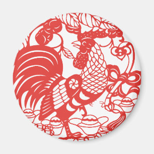 Aimant 2017 d'année de coq de Papercut de Chinois