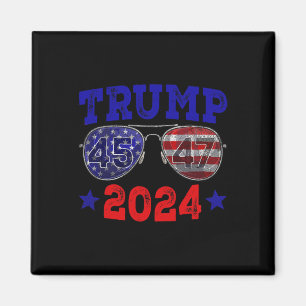 Aimant 2024 45 47 Drapeau américain Sungles Trump 2024