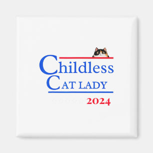 Aimant 2024 Chemise sans enfant Chat Lady 2024 Vote Kamal