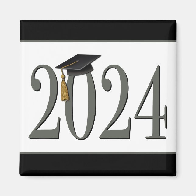 Aimant 2024 Graduation Cap Simple Moderne tendance (Devant)