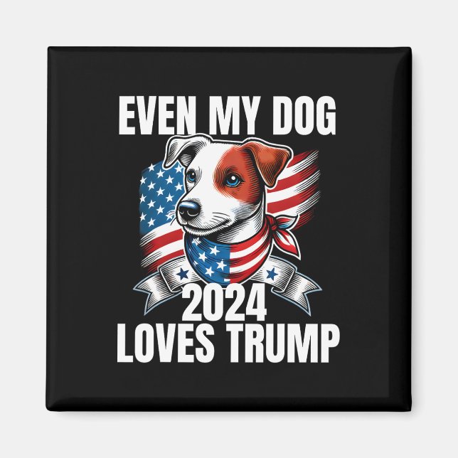 Aimant 2024 Terrier Chien Usa Drapeau Même Mon Chien Aime (Devant)