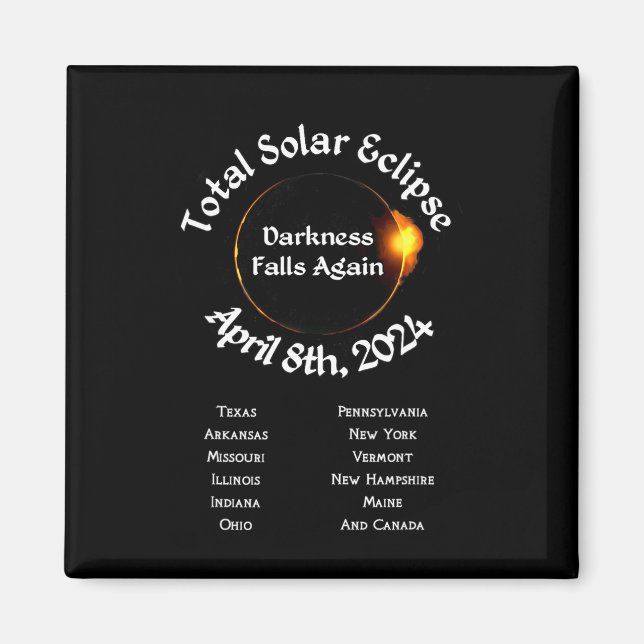 Aimant 2024 Total Eclipse Darkness Falls à nouveau (Devant)