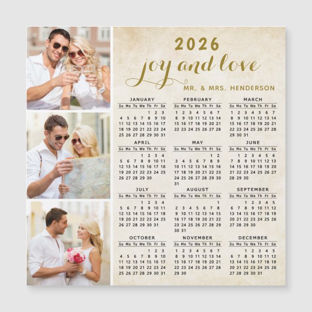 Aimant 2026 Calendrier pour réfrigérateur photo pe (Devant)