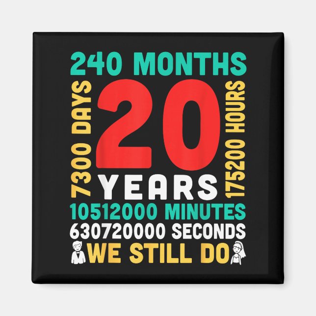 Aimant 20 ans 240 mois 7300 jours font couple ensemble (Devant)