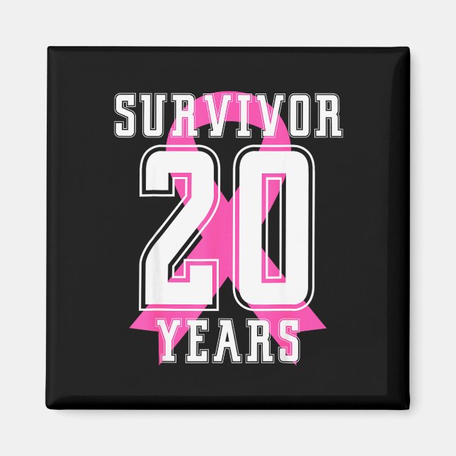 Aimant 20 ans de survie ruban rose sensibilisation au can (Devant)