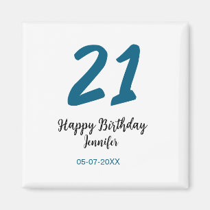 Aimant 21 ans audacieux lettre bleue simple minimum