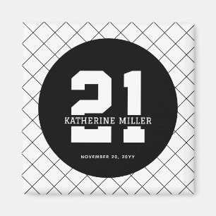 Aimant 21e anniversaire personnalisé Moderne et élégant