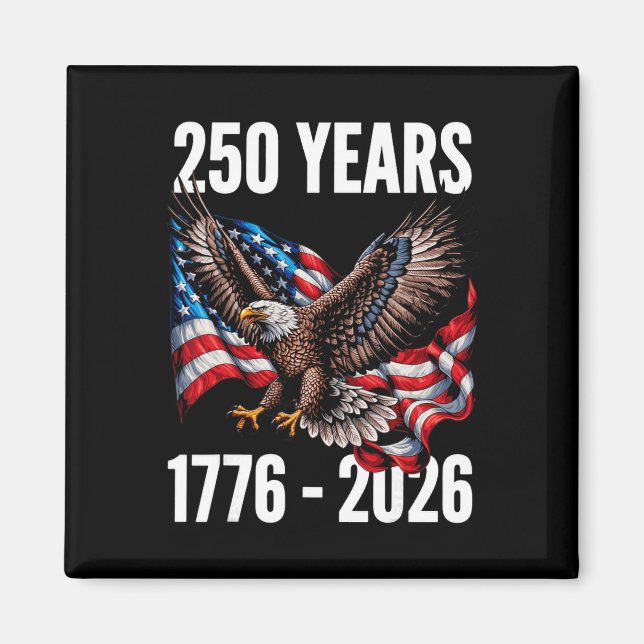 Aimant 250 Ans 1776-2026 Drapeau Aigle Patriotique 2026 _ (Devant)