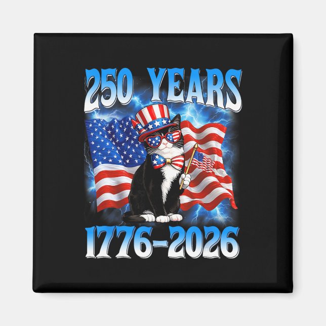 Aimant 250 Ans 250e Anniversaire États-Unis Chat Drapeau  (Devant)