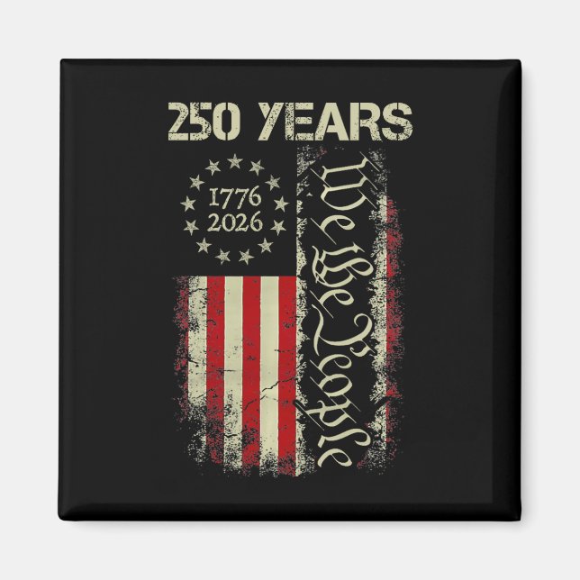 Aimant 250 Ans Amérique 1776 2026 Nous Le Peuple Drapeau  (Devant)