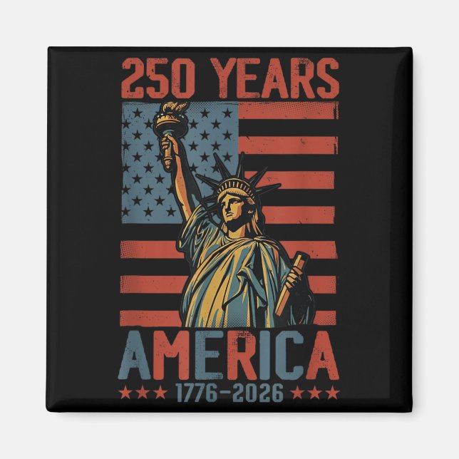 Aimant 250 Ans d'Amérique 1776-2026 Drapeau Statue de la  (Devant)