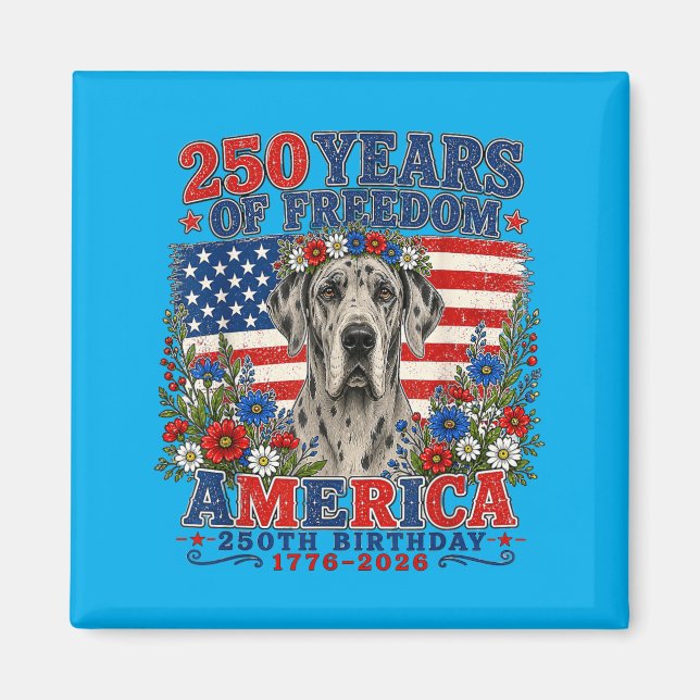 Aimant 250 Ans De Dom Great Dane Dog 1776-2026 4th De (Devant)