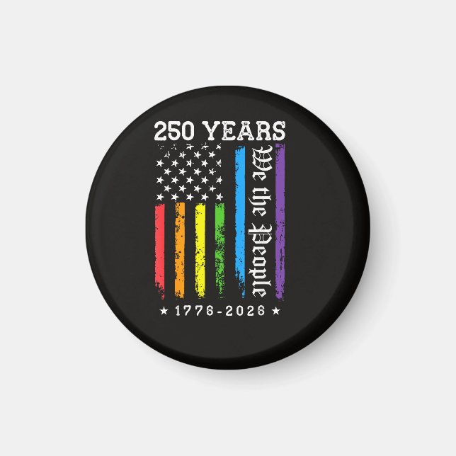 Aimant 250 Ans de Drapeau de Fierté LGBT Américain 250e A (Devant)
