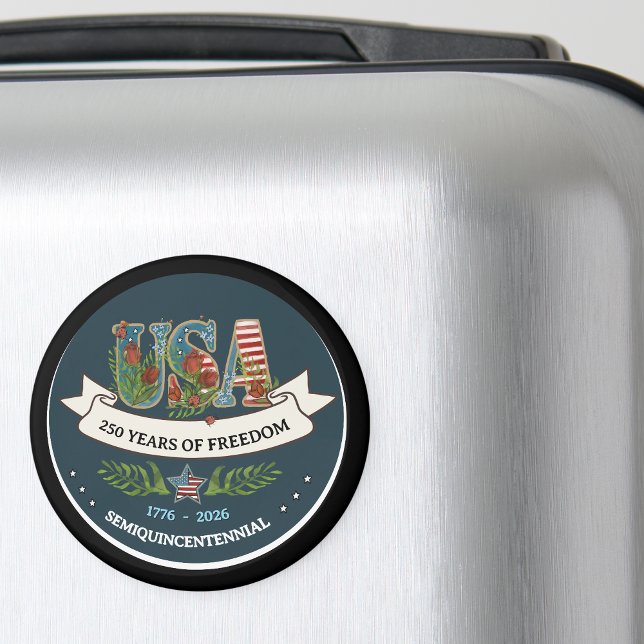 Aimant 250 Ans de Liberté Élégant Bleu Patriotique (250 Years of Freedom Elegant Patriotic Blue Magnet)