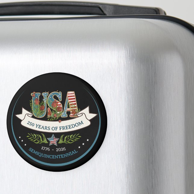 Aimant 250 Ans de Liberté Élégante Botanique Patriotique  (250 Years of Freedom Elegant Patriotic Botanical Magnet)