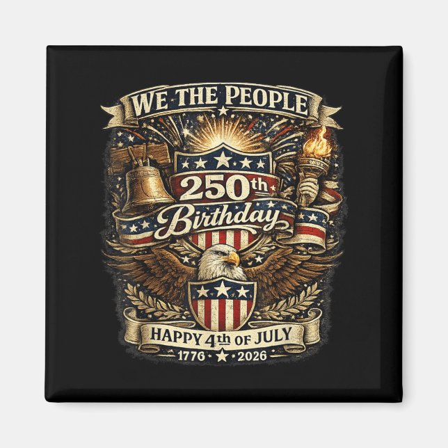 Aimant 250 ans Drapeau américain 250e anniversaire USA 4e (Devant)