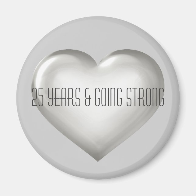 Aimant 25 Ans & Going Strong Silver Heart Anniversary M (Devant)