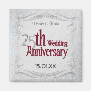 Aimant 25e anniversaire d'argent et de Bourgogne