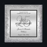 Aimant 25e anniversaire du Mariage Glitzy Silver & Black<br><div class="desc">Magnifique romantique, élégant brillant et brillant 25ème anniversaire Mariage Merci pour l'aimant. Avec un cadre de bordure en argent pailleté brillant sur un arrière - plan double argent et noir simple..Cet exemple est pour un 25ème anniversaire de Mariage d'argent mais peut être utilisé pour n'importe quel événement. Tout le texte,...</div>