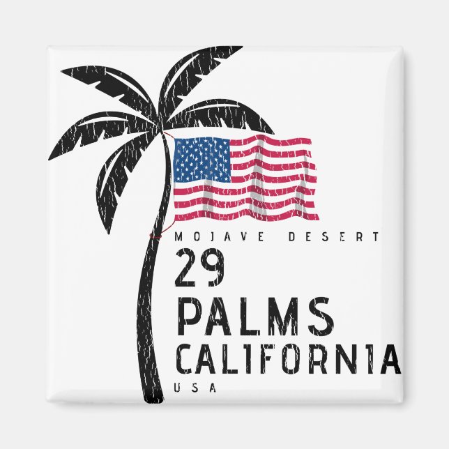 Aimant 29 Palms California American Flag Palm Tree (Devant)