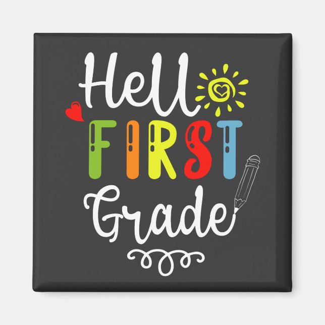 Aimant 2/2- Hello First Grade Shirt, First Grade Students (Devant)