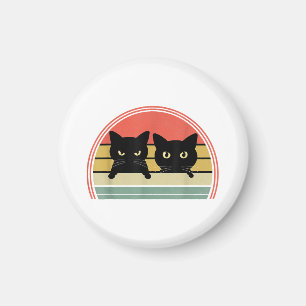 Aimant 2 Chats noirs Pékin Vintage Retro Chat Animal Love