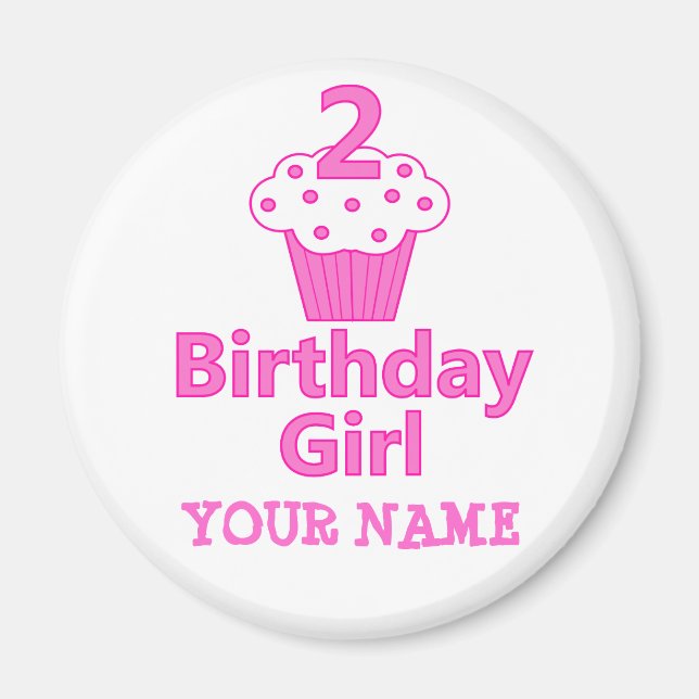 Aimant 2 - Fille d'anniversaire - Cupcake Design (Devant)