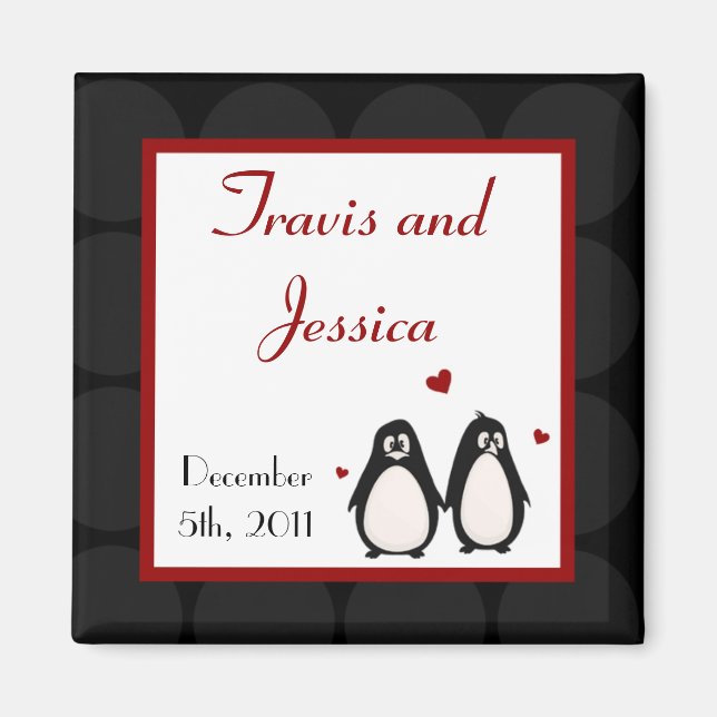 Aimant 2"x2" Favoriser l'aimant pingouin amer couple mat  (Devant)