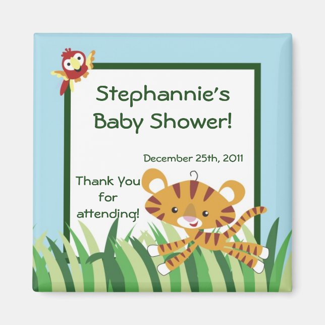 Aimant 2"x2" Favoriser l'aimant Pluie-forêt Jungle Animal (Devant)