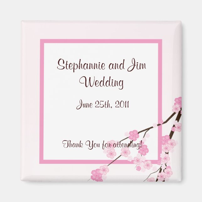 Aimant 2"x2" Favoriser l'aimant rose cerisier fleur (Devant)
