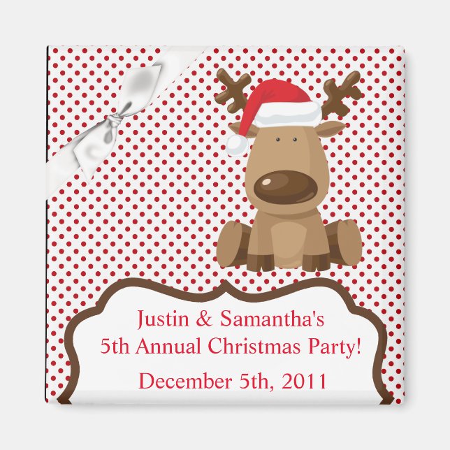 Aimant 2"x2" Favoriser les rennes d'aimant Noël XMAS Polk (Devant)