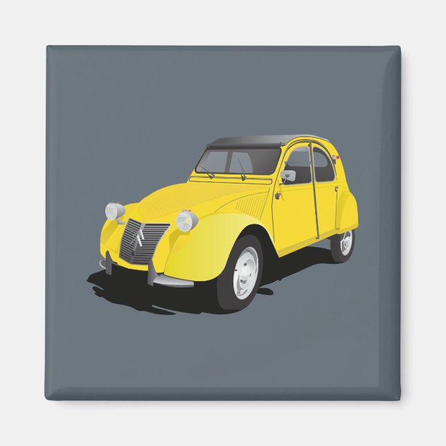 Aimant 2CV (deux chevaux) jaune (Devant)