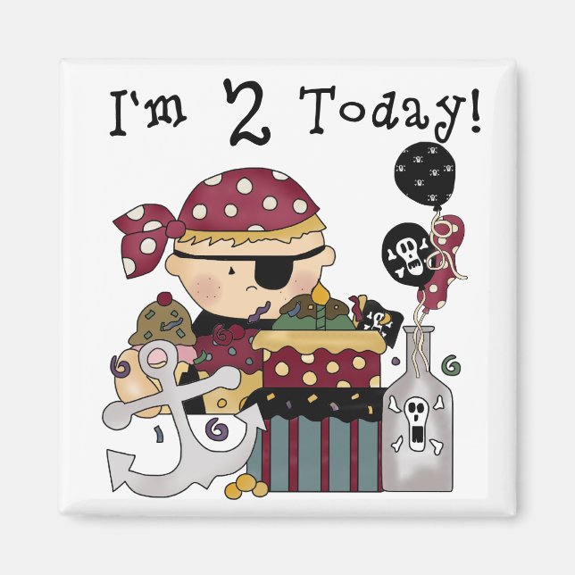 Aimant 2e anniversaire Pirate Tshirts et cadeaux (Devant)