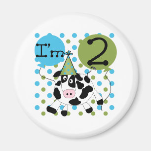 Aimant 2ème anniversaire de vache bleue