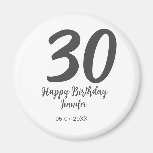Aimant 30e anniversaire ajouter nom date année noir modèl