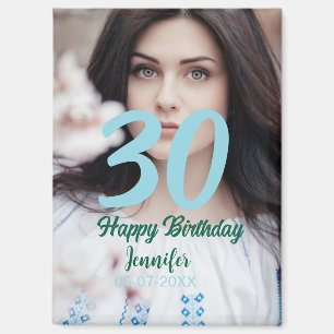 Aimant 30e anniversaire ajouter nom date année photo blan