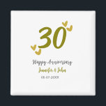 Aimant 30e anniversaire heureux couple de mariages gris d<br><div class="desc">conception modifiable</div>